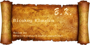 Bicskey Klaudia névjegykártya